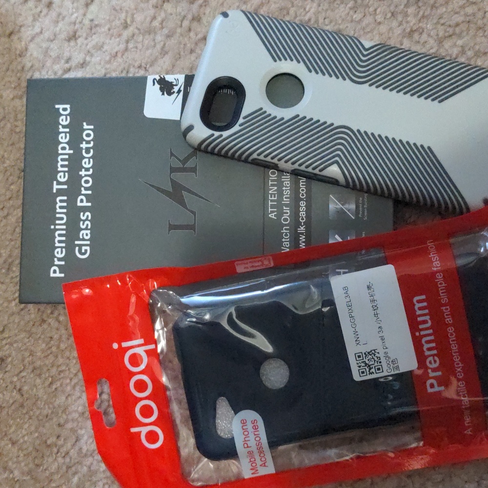Google Pixel 3a Speck Presidio case, Card Slot case, 2x glass screen protector